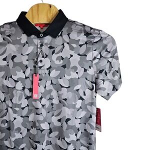 REDVANLY Mens Golf Polo Shirt Tuxedo Multi Fleur Floral Print Short Sleeve Large